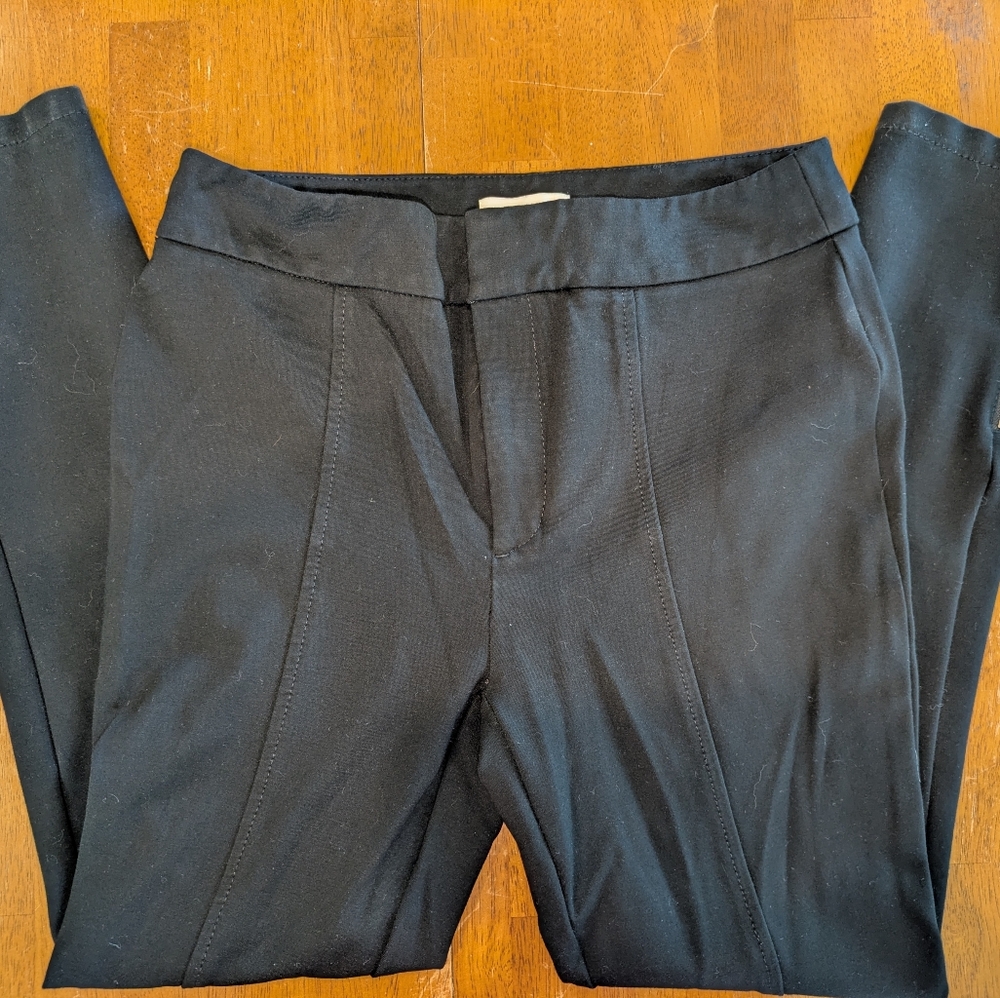 Anthropologie Essential Slim Black Ankle Pants Size 4 Zip Hem Stretch